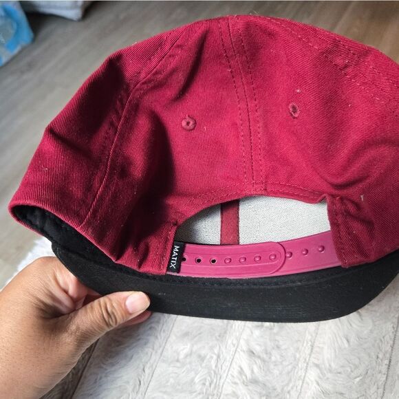 Matix Outdoor Snap Back Hat Cap Mens Casual Maroon Black Front Logo - Picture 4 of 8